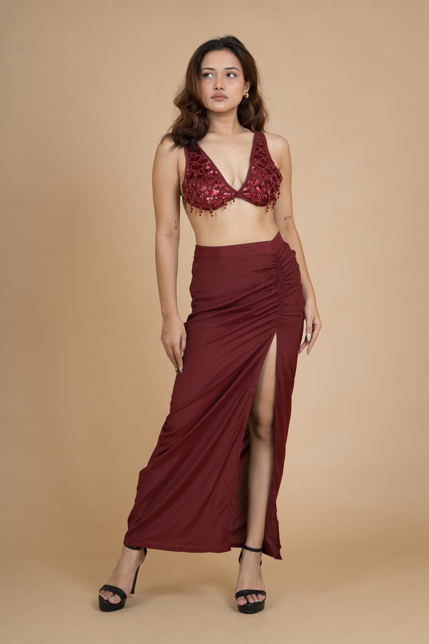 Women Scarlet Rush Draped Cotton Skirt