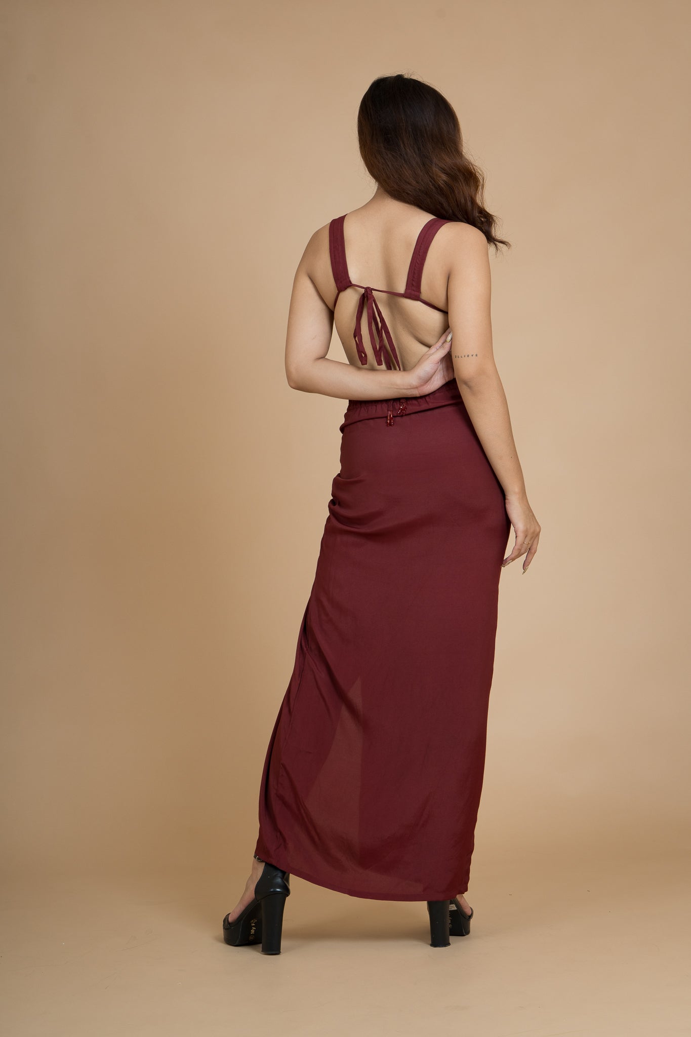 Women Scarlet Rush Draped Cotton Skirt