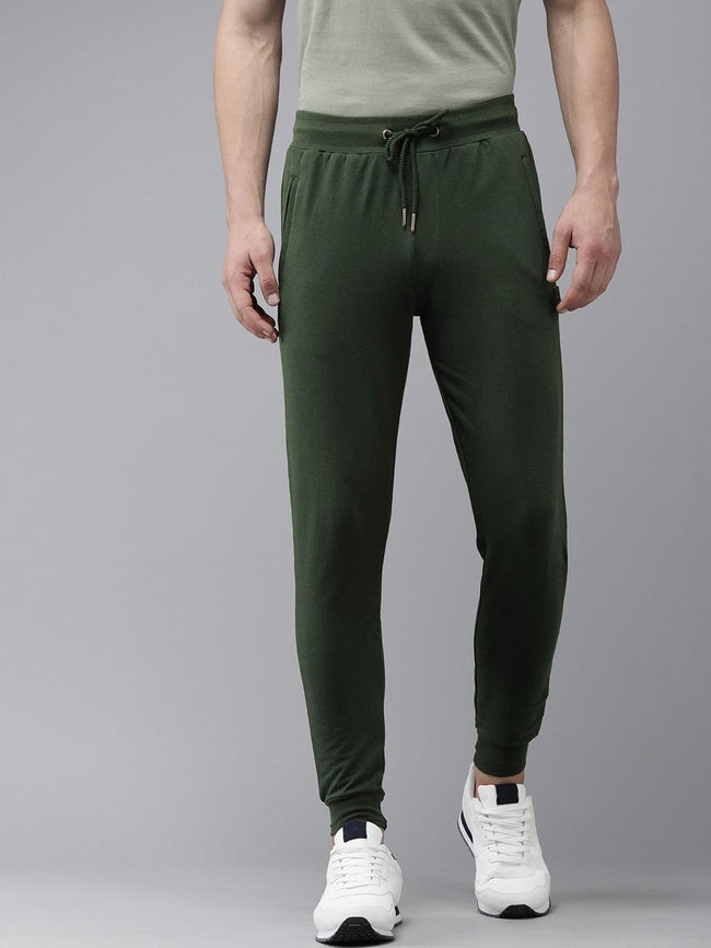 Men Ardor Edition Green Pure Cotton Slim Fit Track Pants