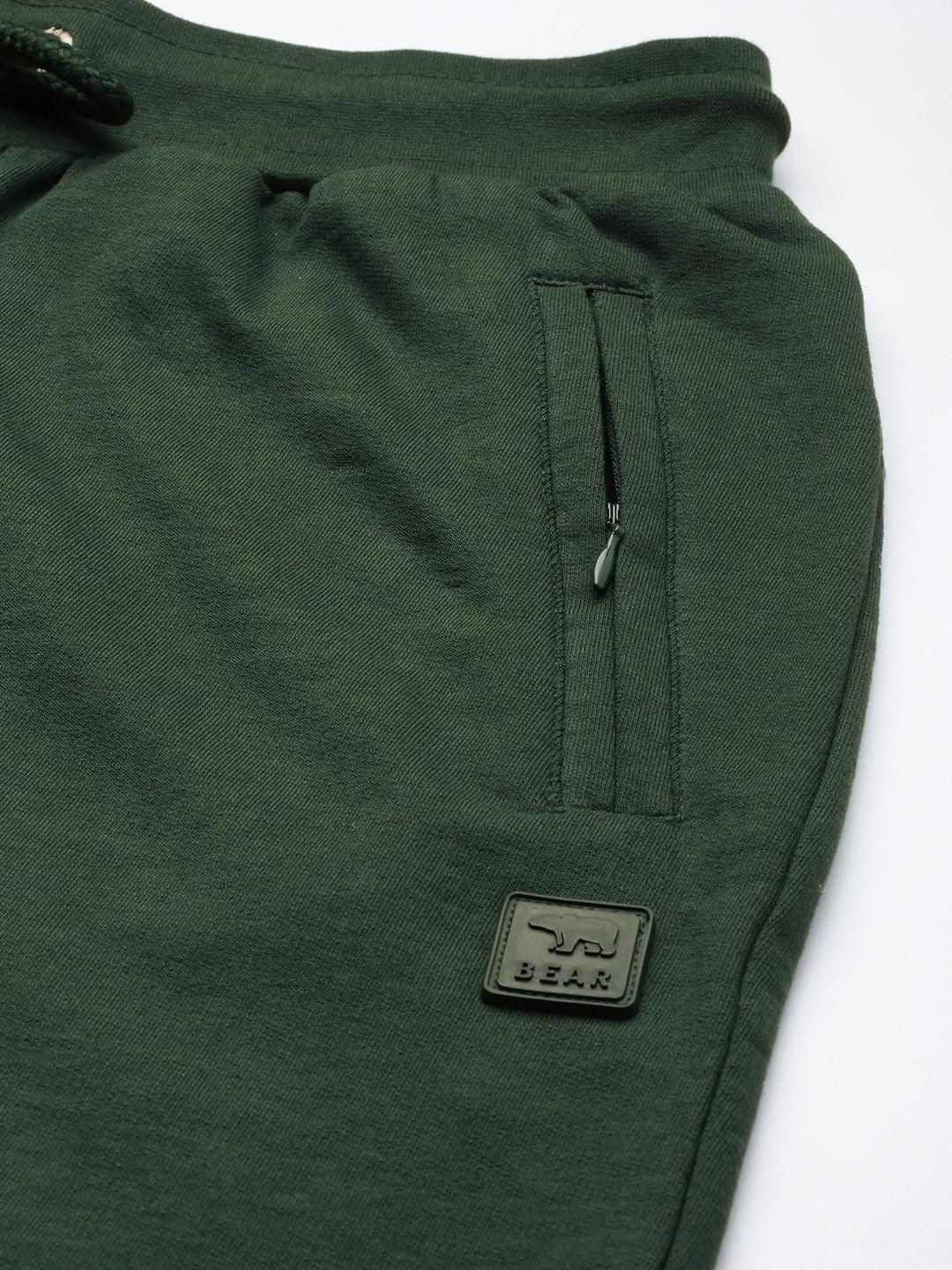 Men Ardor Edition Green Pure Cotton Slim Fit Track Pants
