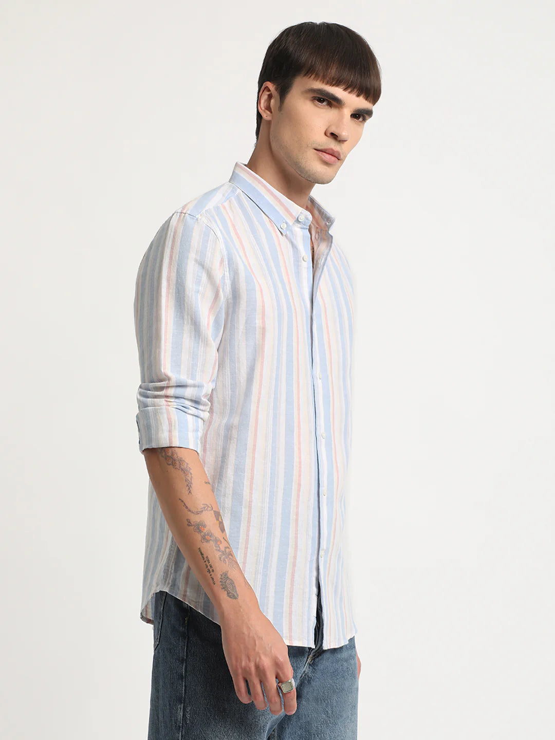 Men Multi Striped Linen Casual Shirt