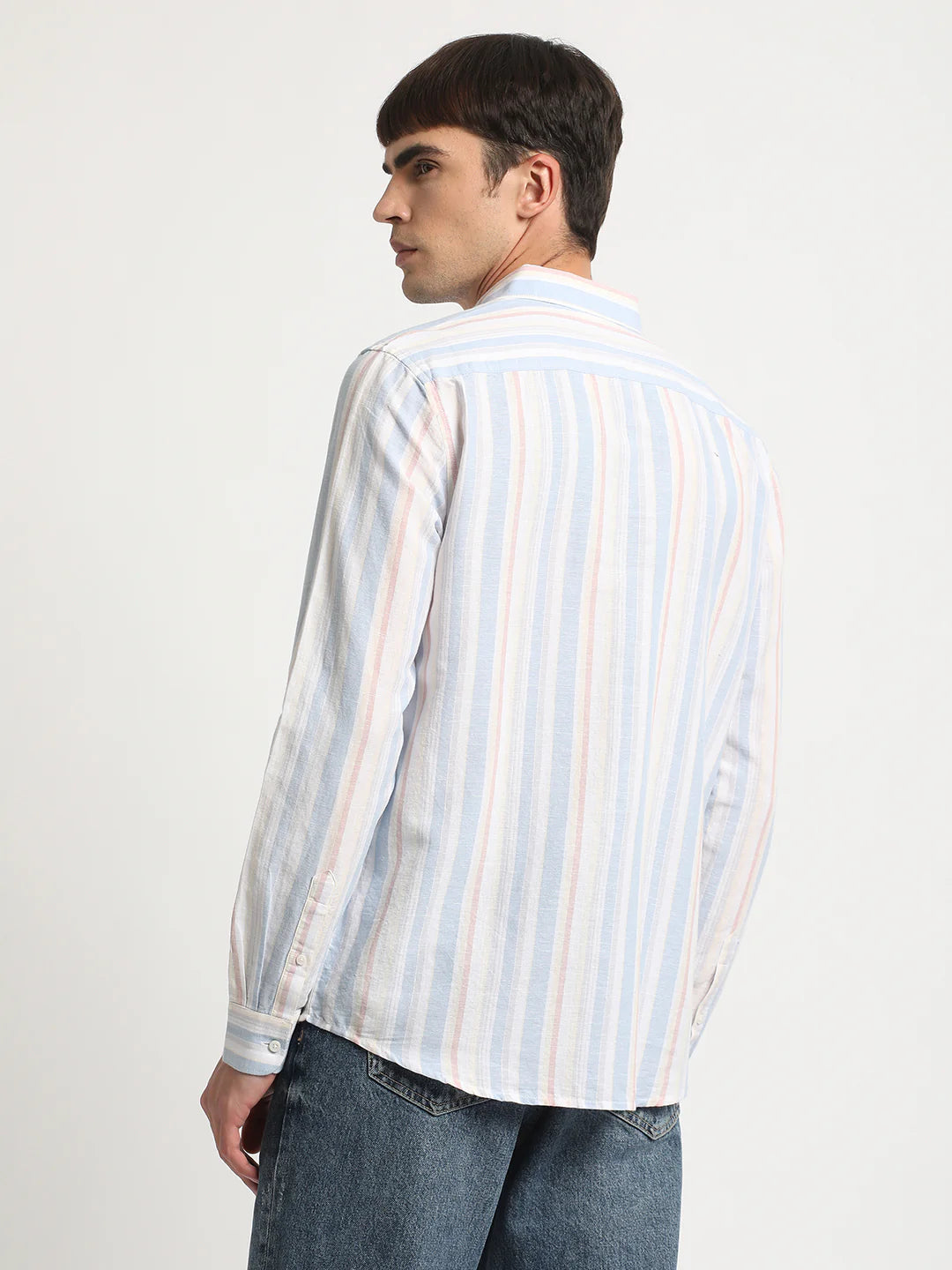 Men Multi Striped Linen Casual Shirt