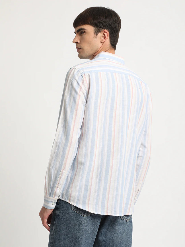 Men Multi Striped Linen Casual Shirt