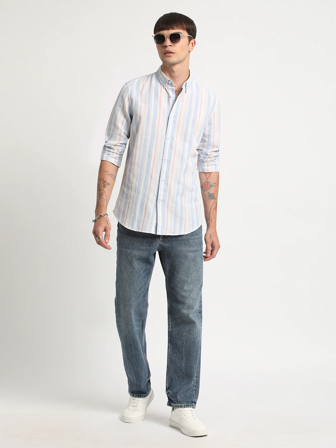 Men Multi Striped Linen Casual Shirt