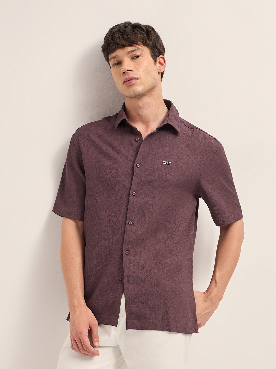 Men Maroon Oversized Shirt