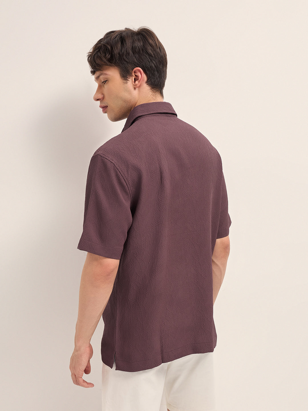 Men Maroon Oversized Shirt