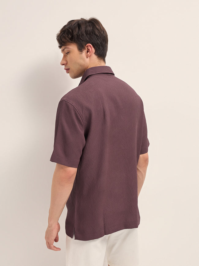 Men Maroon Oversized Shirt