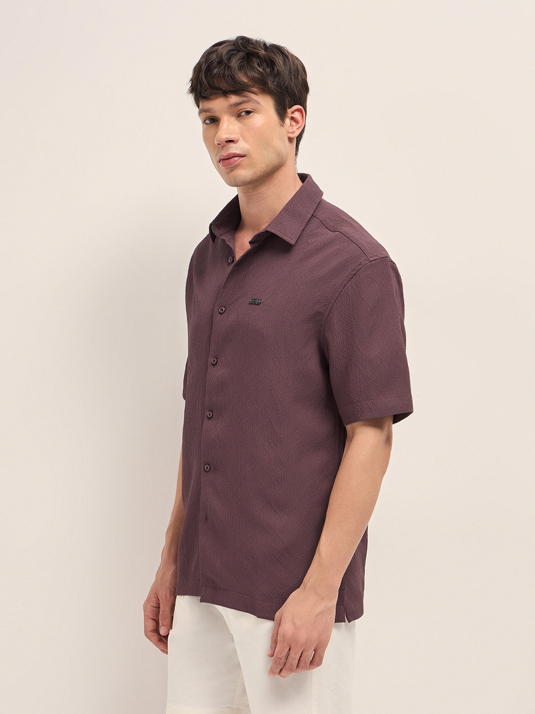 Men Maroon Oversized Shirt