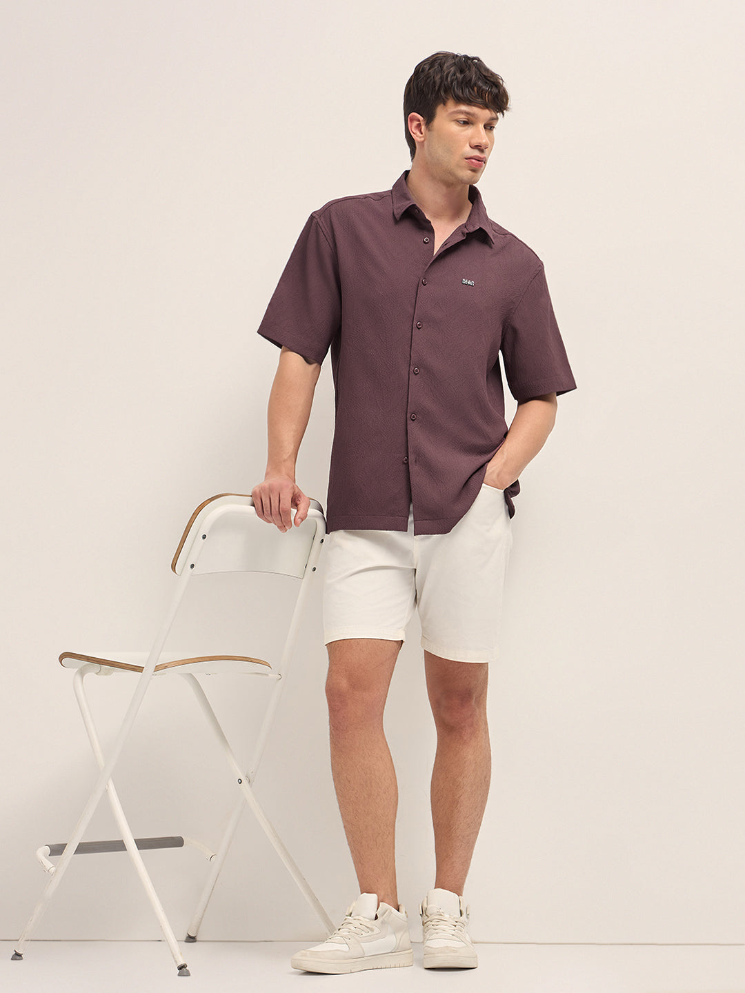 Men Maroon Oversized Shirt