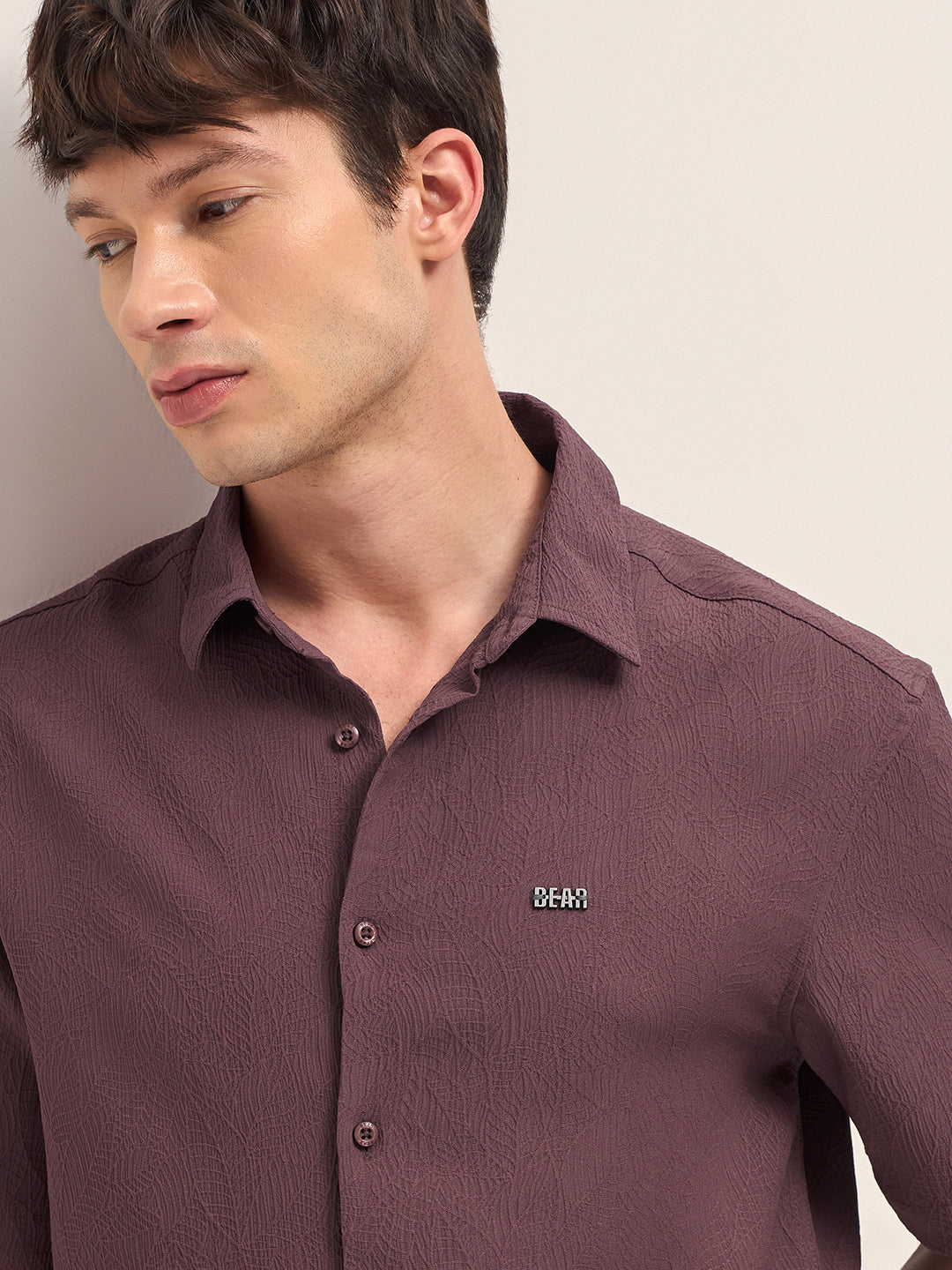Men Maroon Oversized Shirt