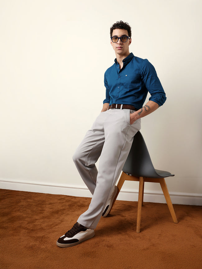 Men Solid Casual Full-Sleeve Shirt