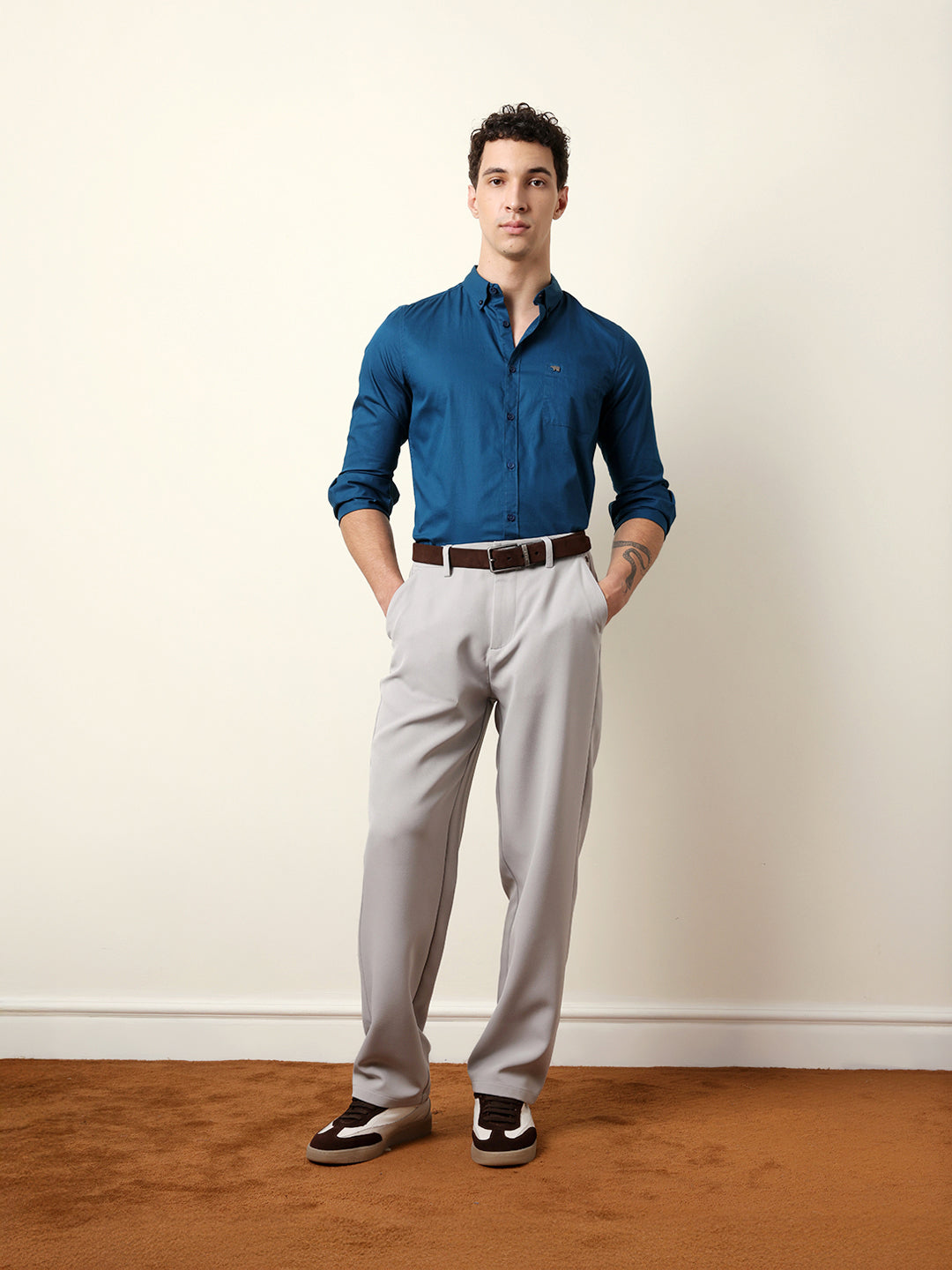 Men Solid Casual Full-Sleeve Shirt