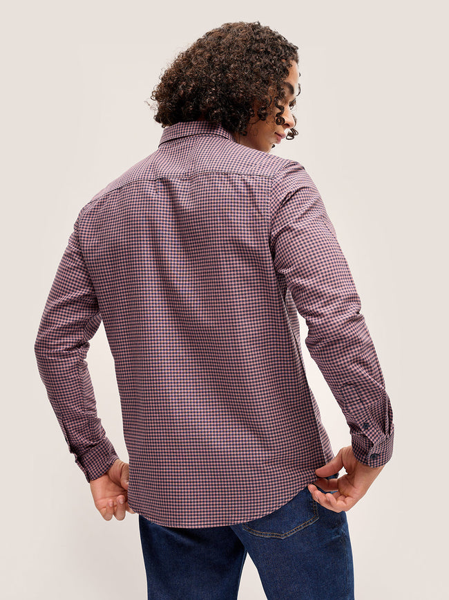 Men Pink Checked Slim Fit Casual Shirt