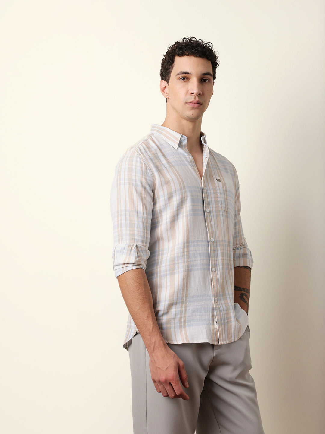 Men Checked Casual Full-Sleeve Shirt