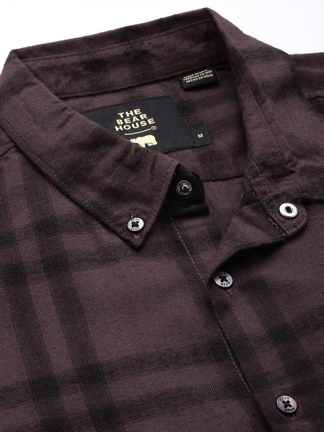 Men Alize Maroon Checked Slim Fit Flannel Cotton Casual Shirt