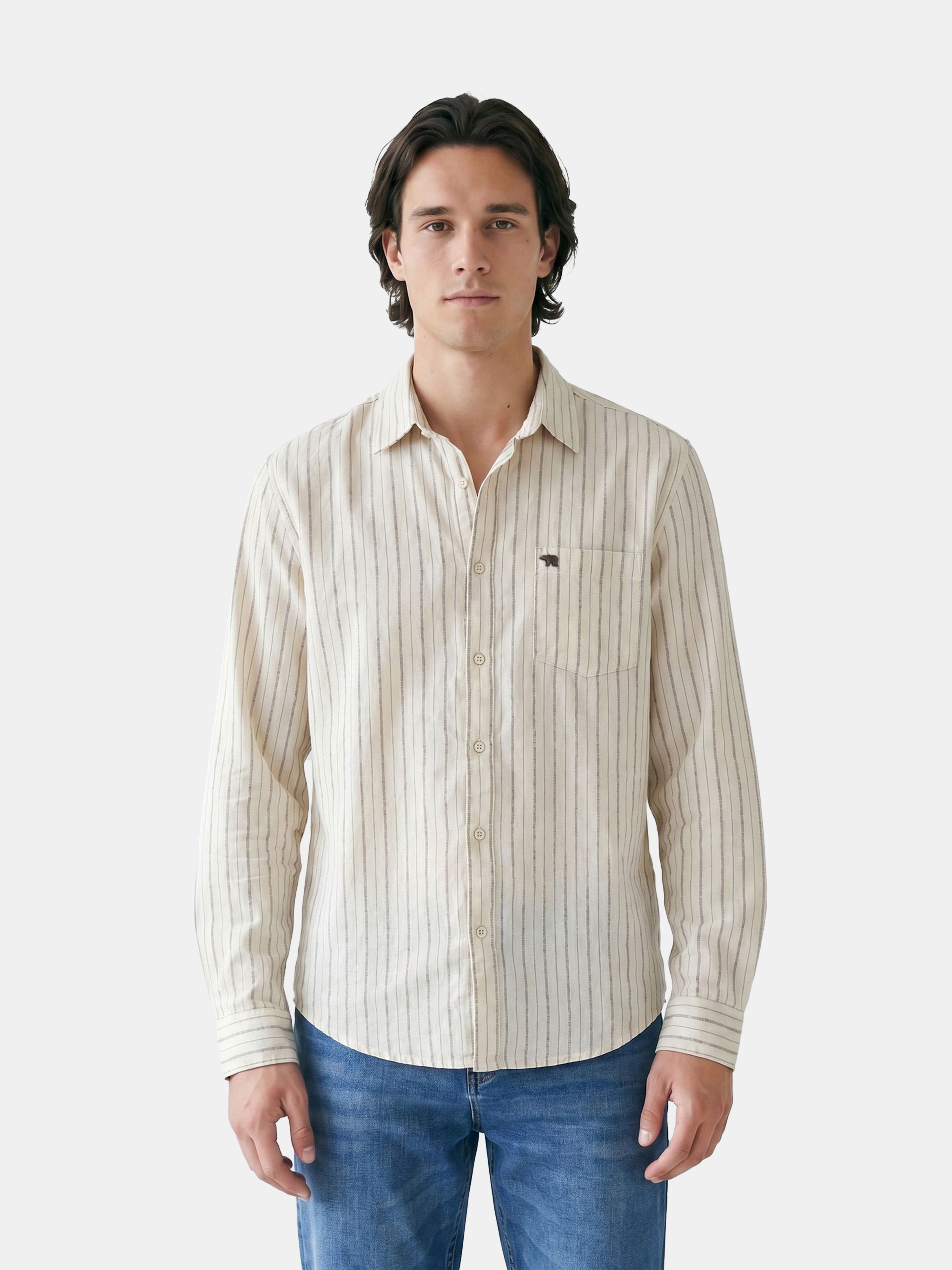 Men Cream Casual Shirt