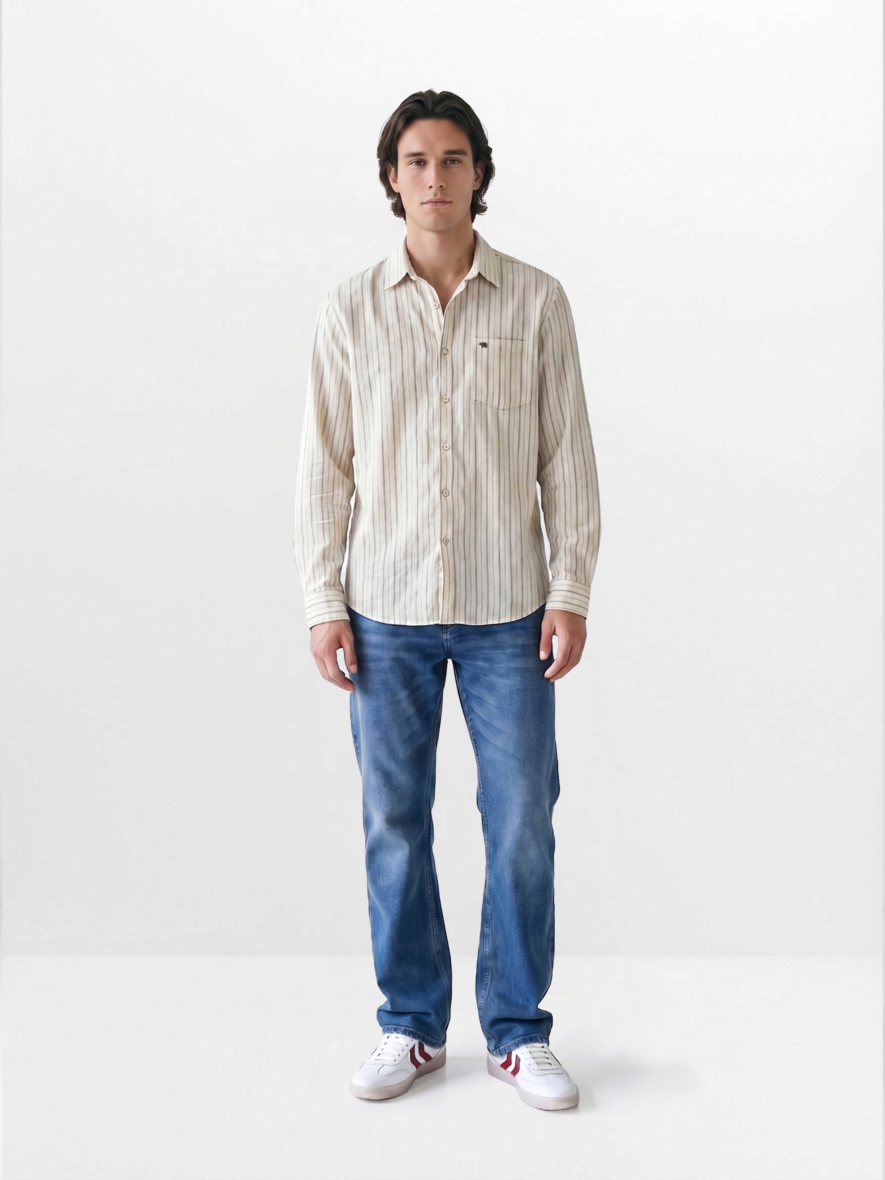 Men Cream Casual Shirt