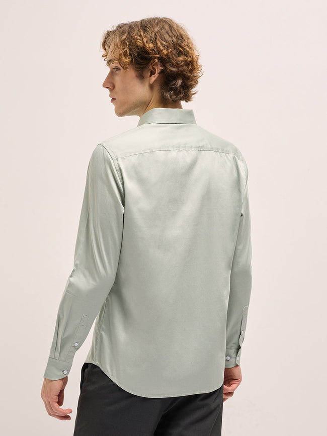 Men Light Green Tailored Fit Solid Formal Shirt
