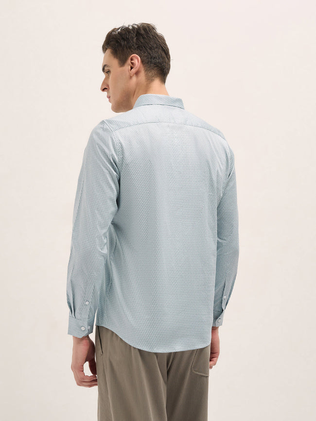 Men Ice Blue Graphic Printed Tailored Fit Formal Shirt