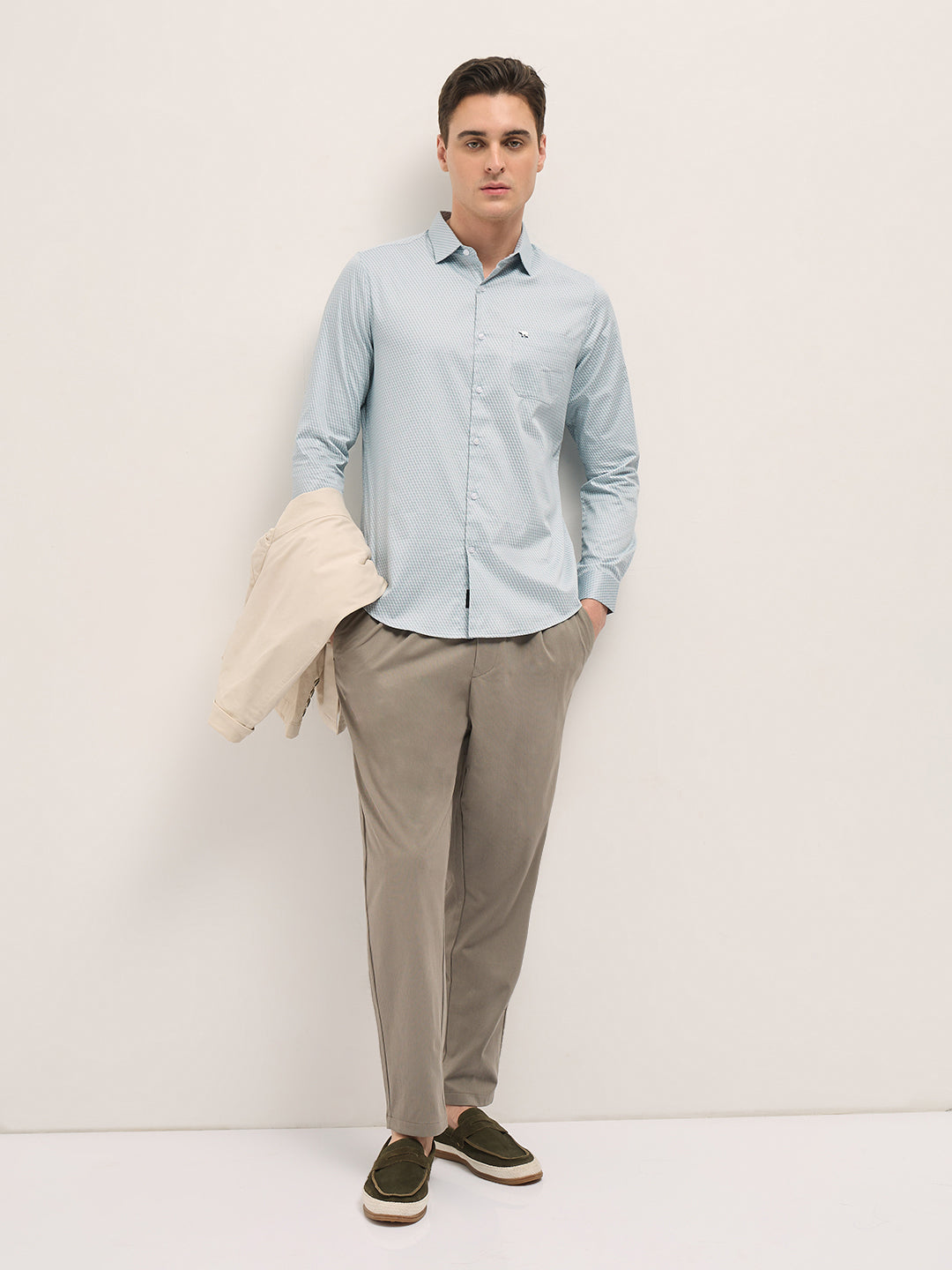Men Ice Blue Graphic Printed Tailored Fit Formal Shirt