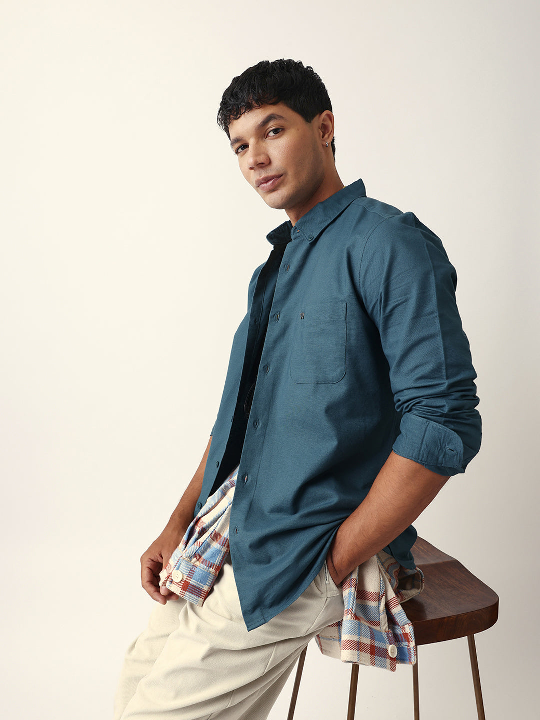 Men Teal Casual Shirt