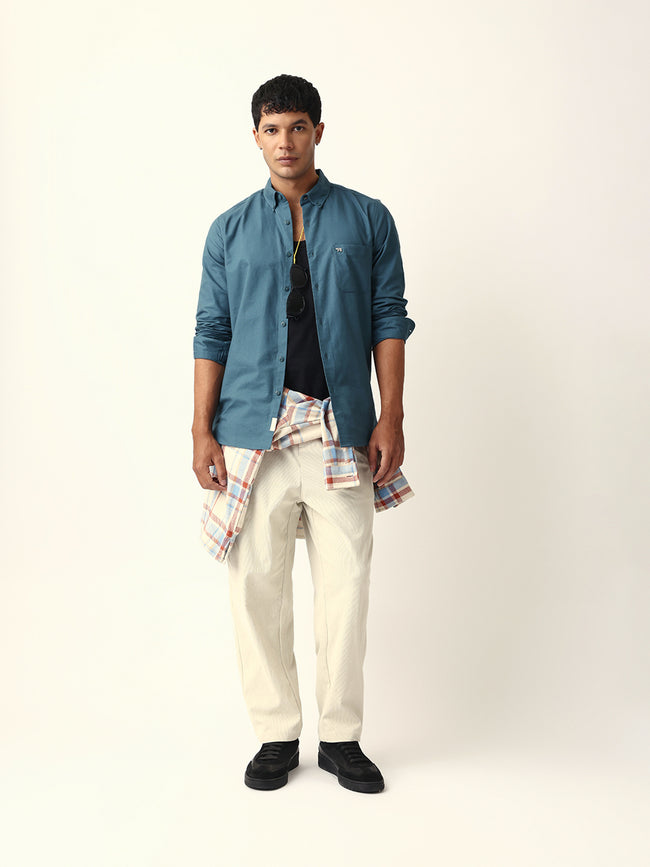 Men Teal Casual Shirt