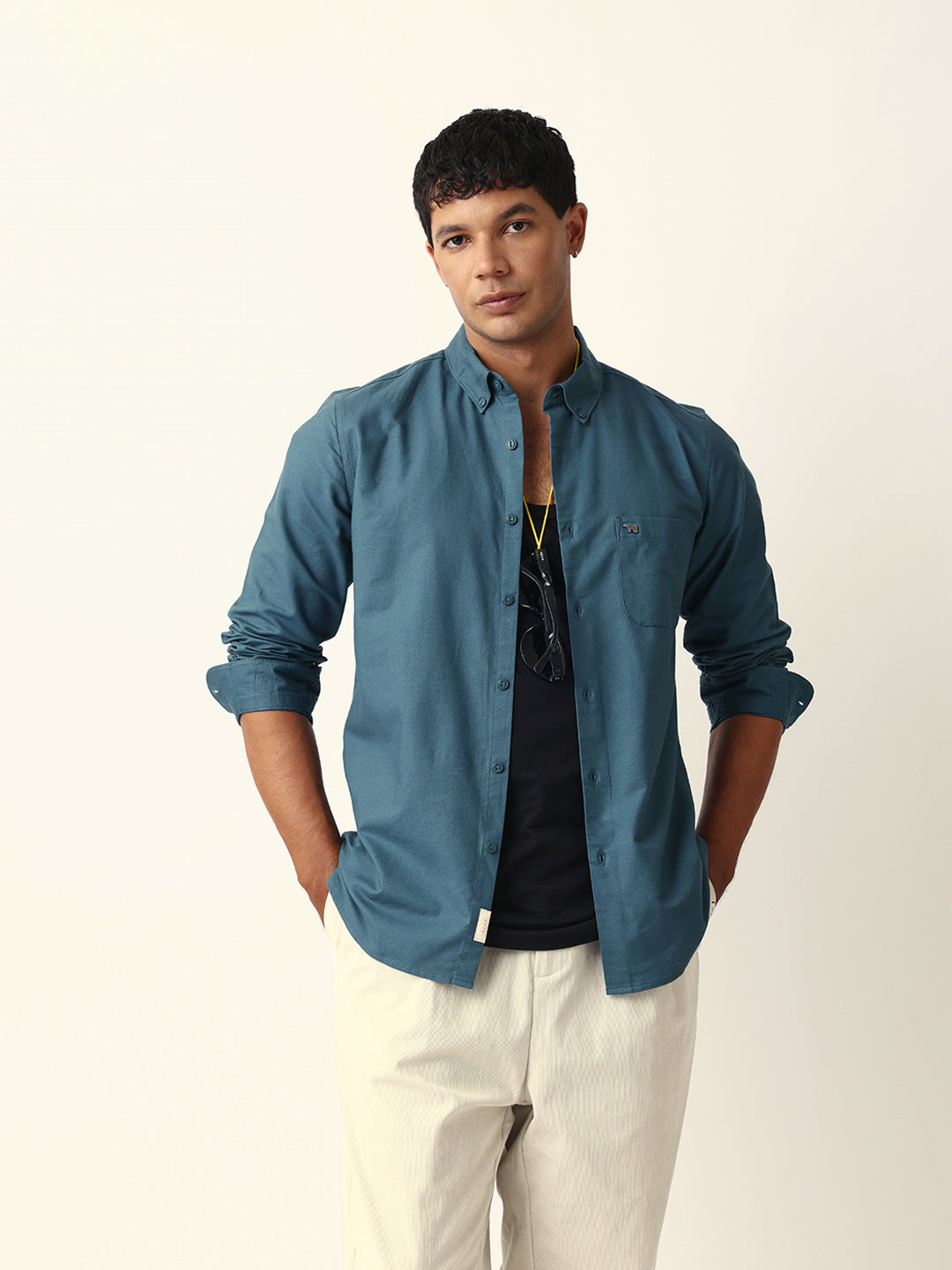 Men Teal Casual Shirt
