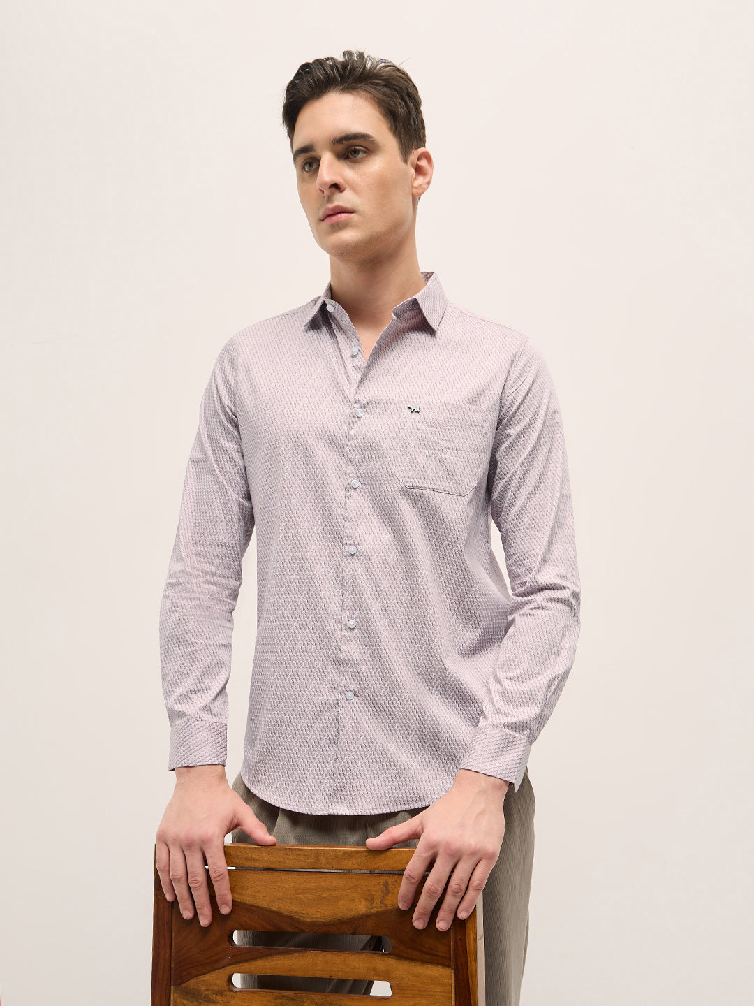 Men Light Pink Graphic Printed Tailored Fit Formal Shirt