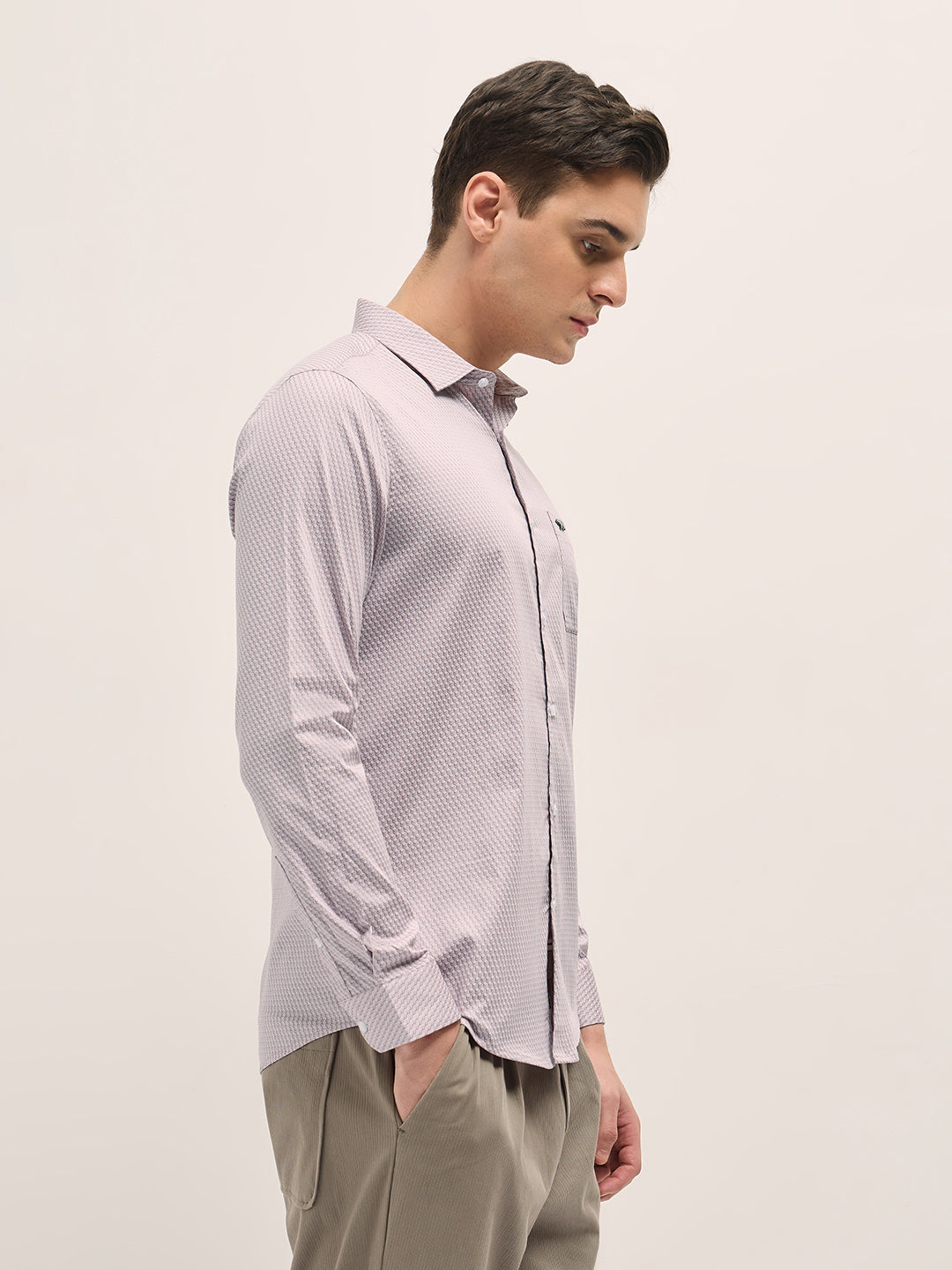 Men Light Pink Graphic Printed Tailored Fit Formal Shirt