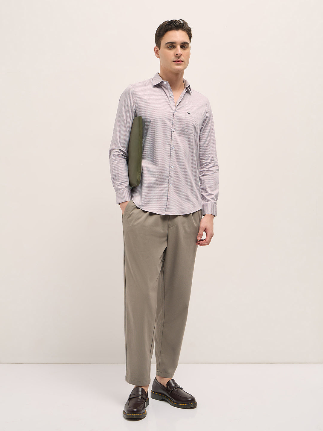 Men Light Pink Graphic Printed Tailored Fit Formal Shirt