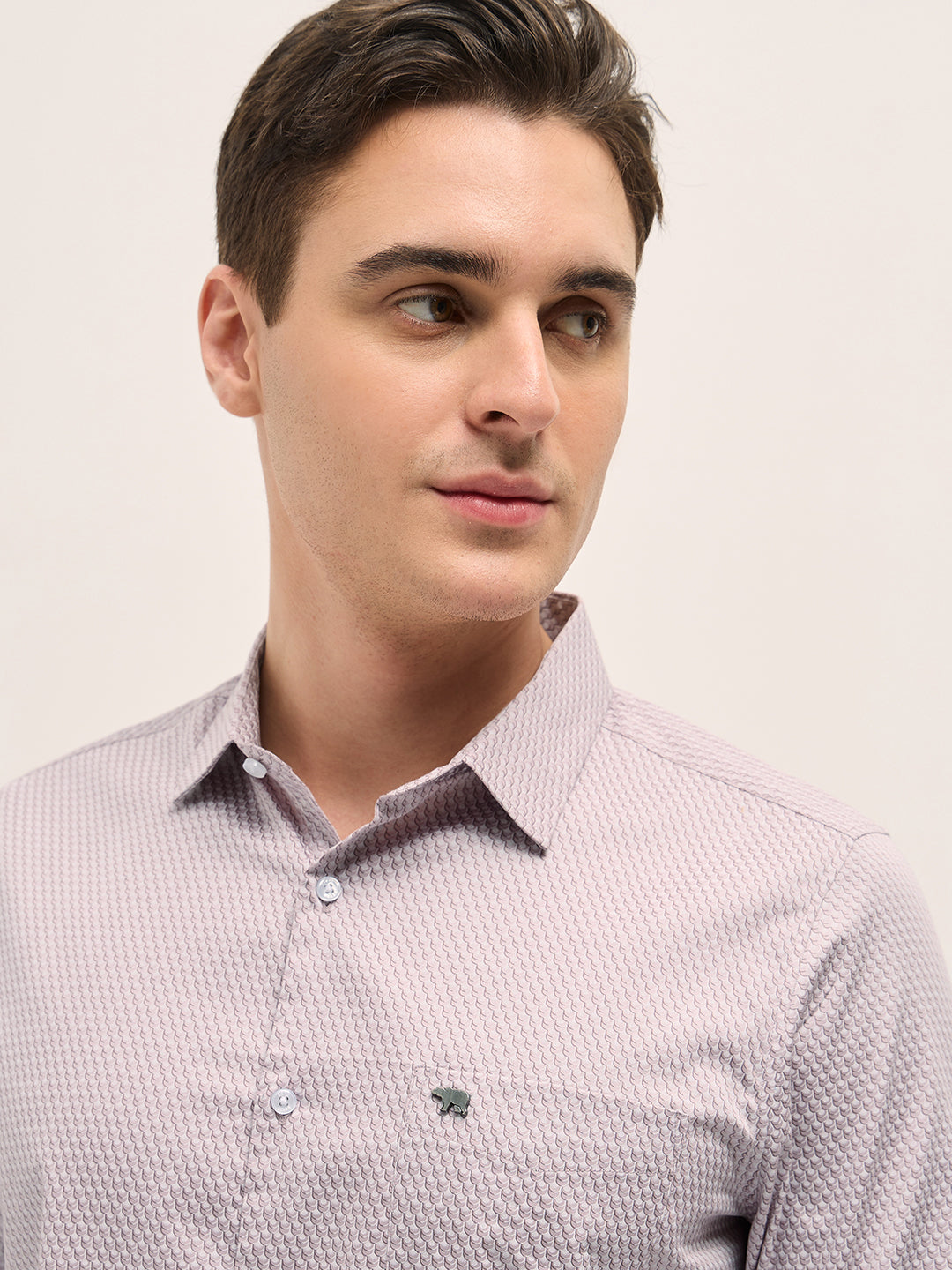 Men Light Pink Graphic Printed Tailored Fit Formal Shirt