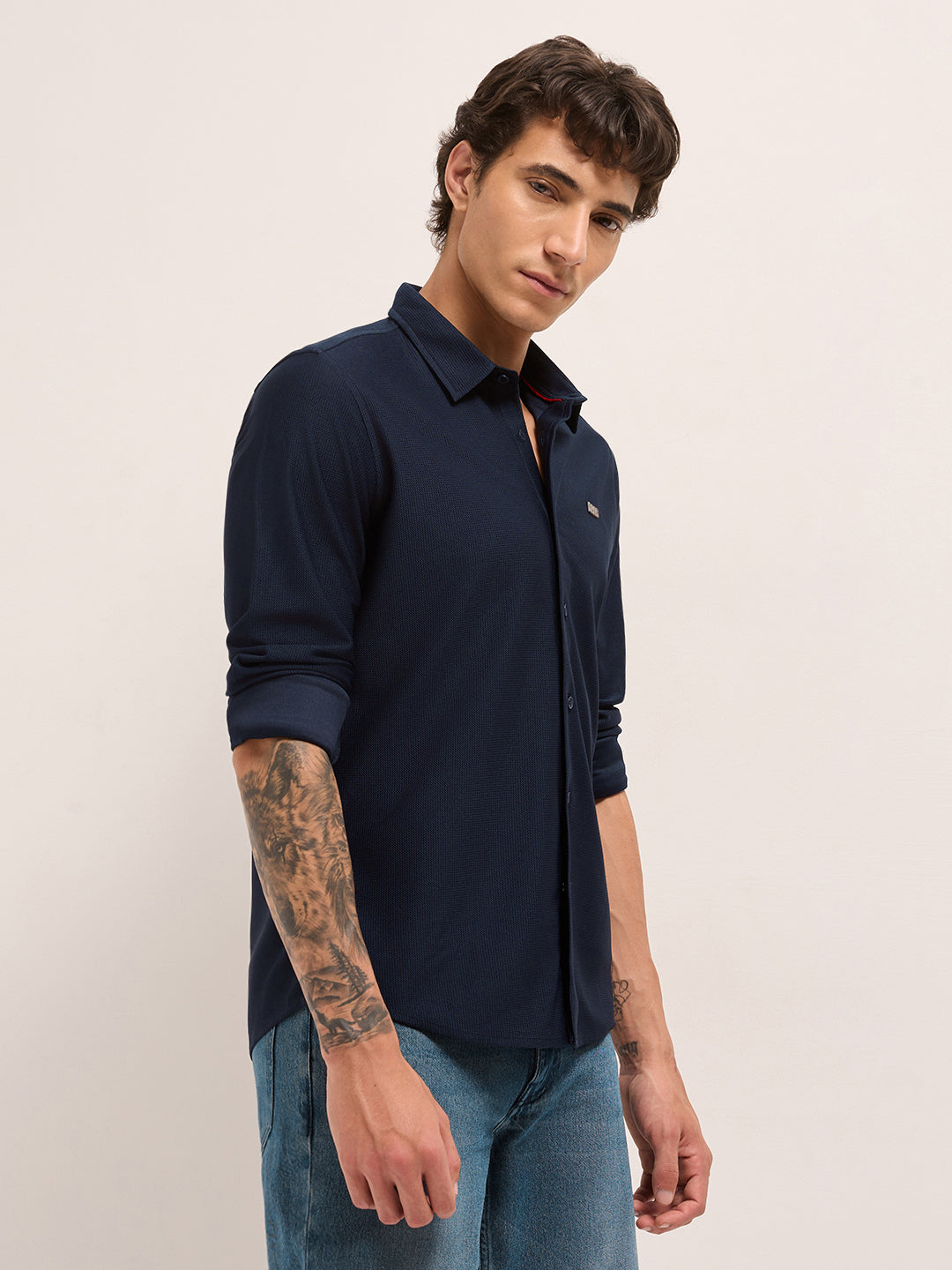 Men Woven Textured Casual Shirt