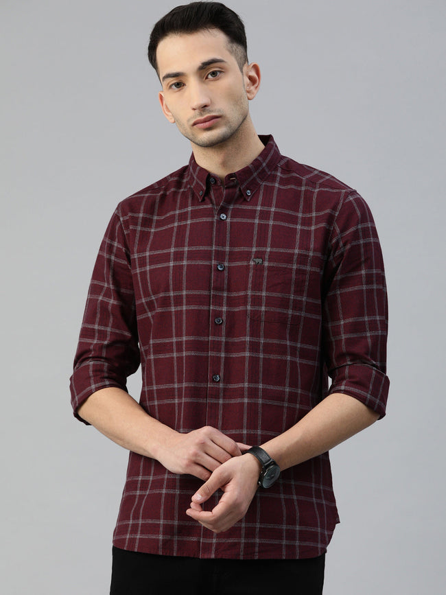 Men Andreas Slim Checks Button-Down Casual Shirt