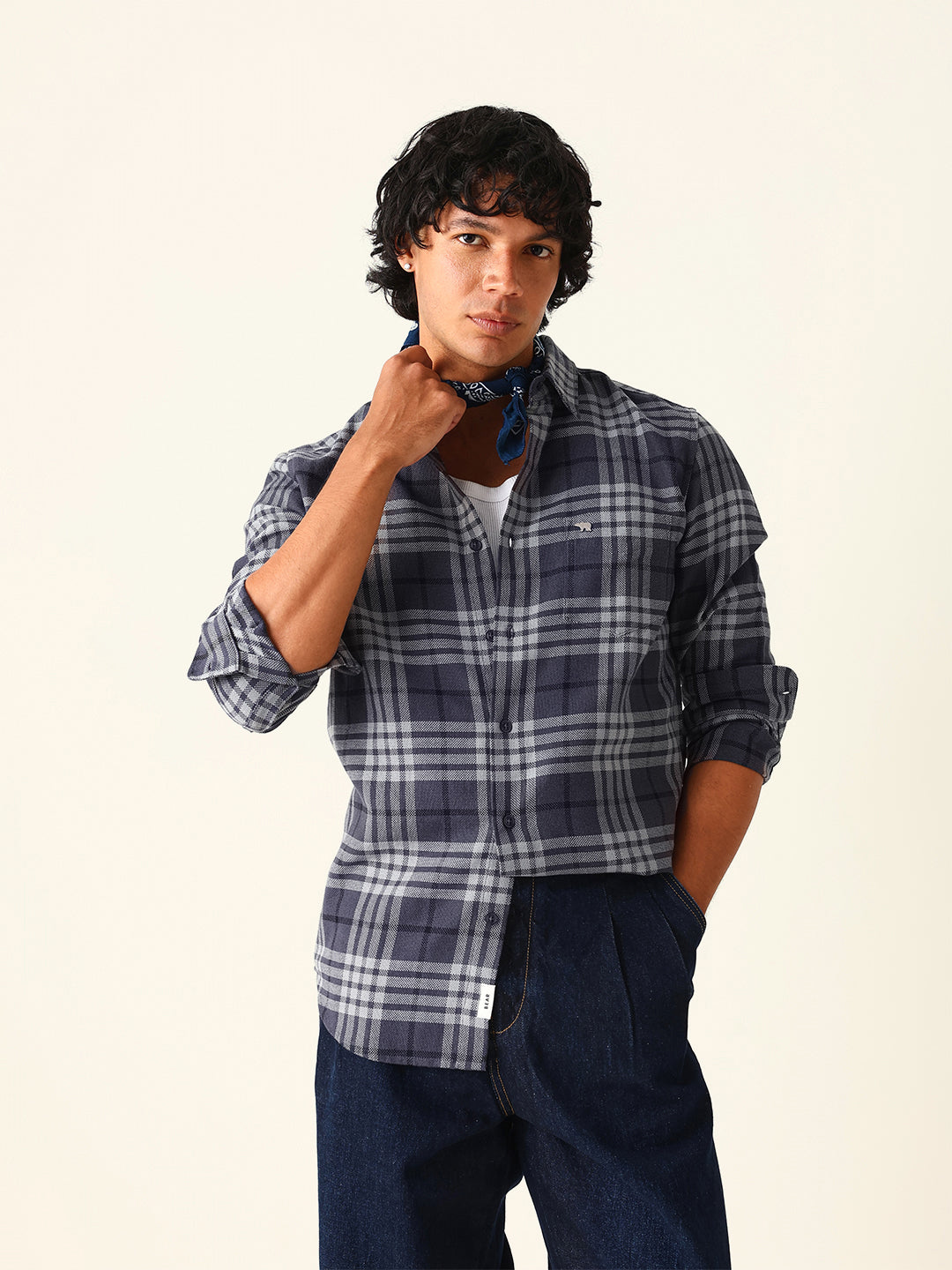 Men Blue Checked Shirt