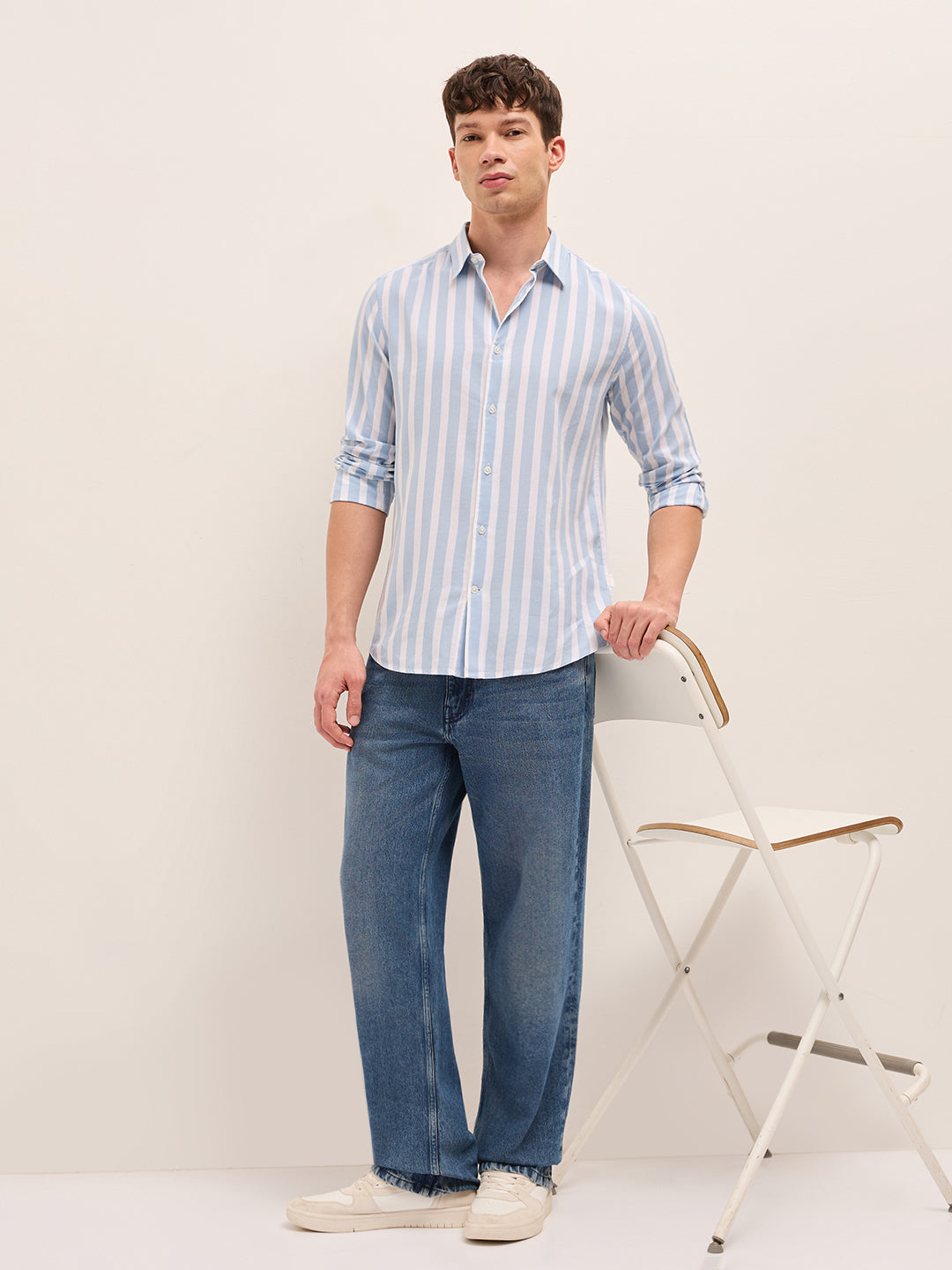 Men Pure Cotton Striped Casual Shirt
