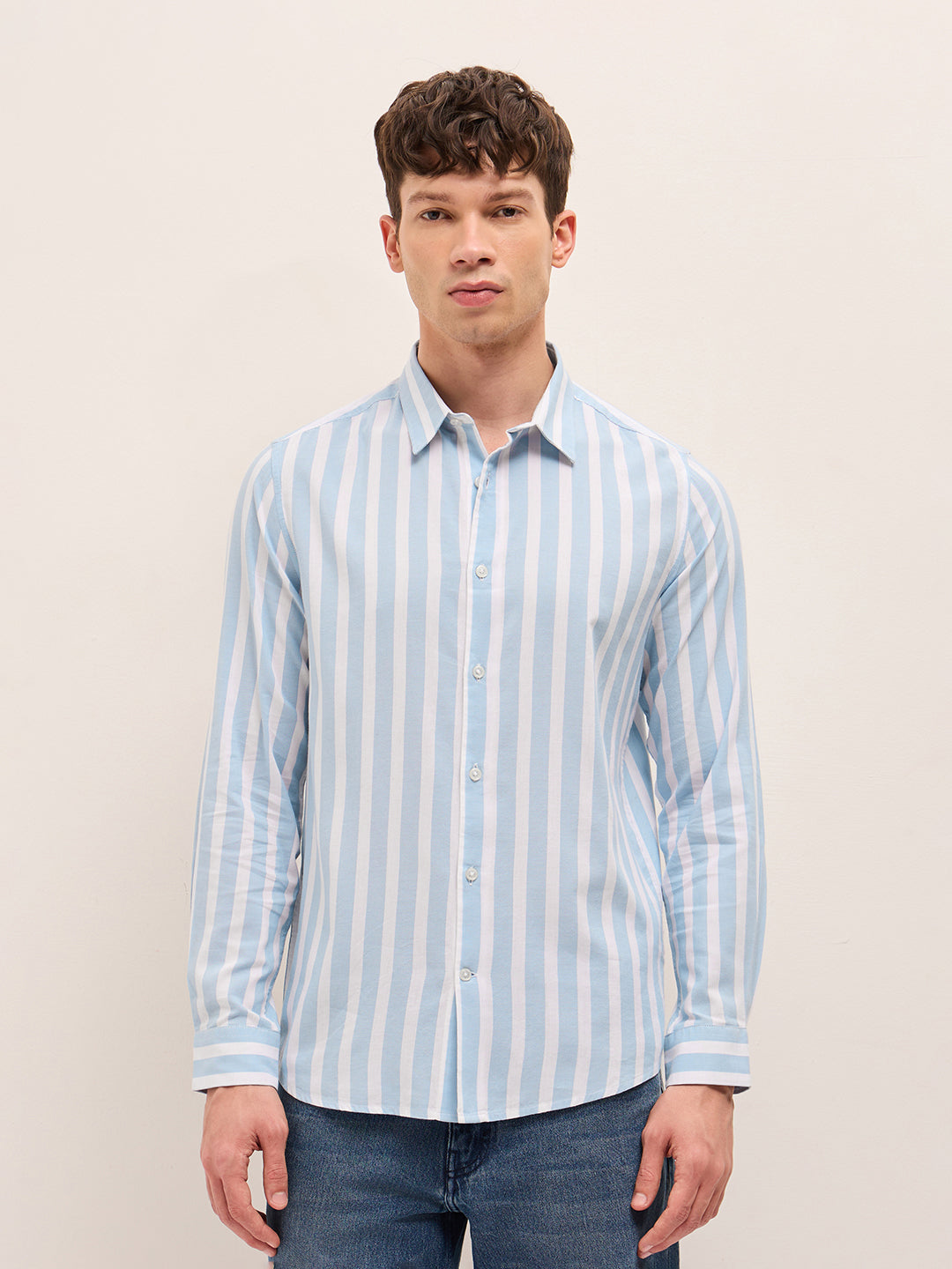 Men Pure Cotton Striped Casual Shirt