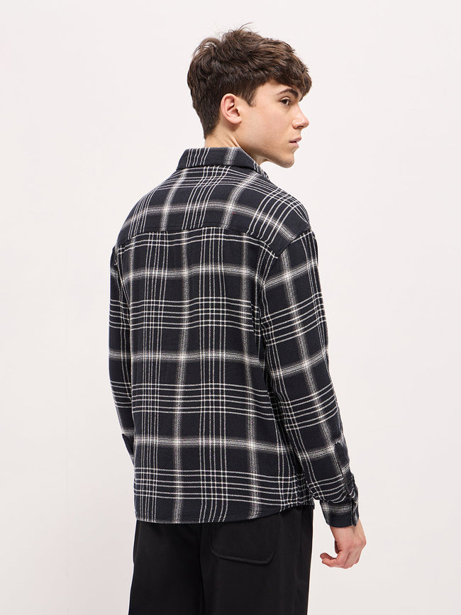 Men Black Relax Fit Overshirt