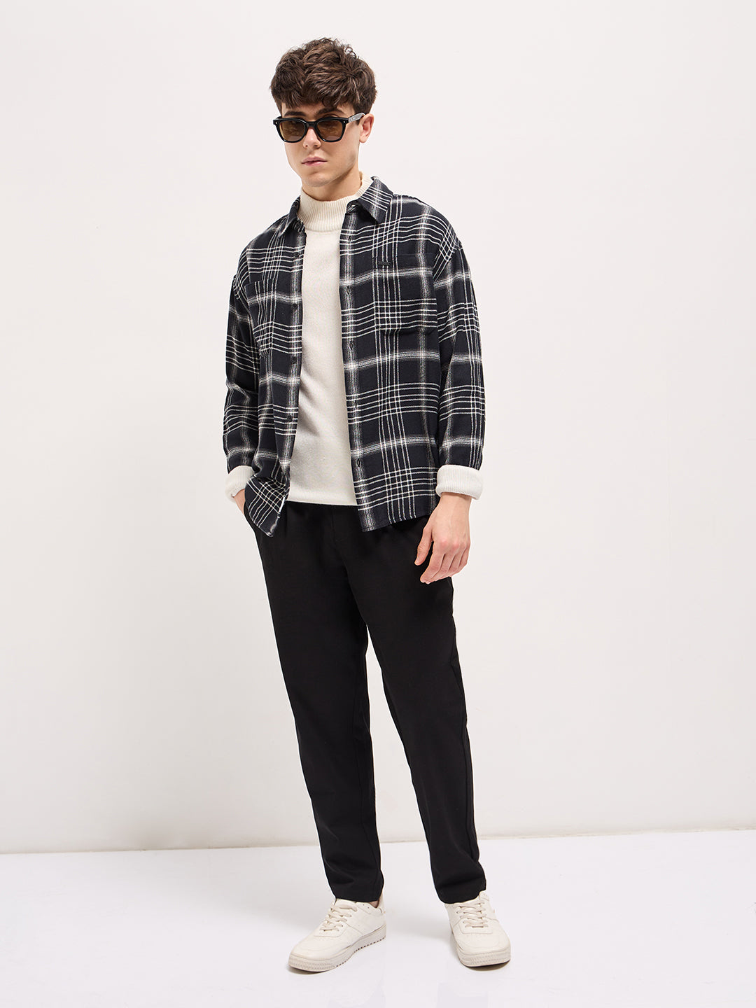 Men Black Relax Fit Overshirt