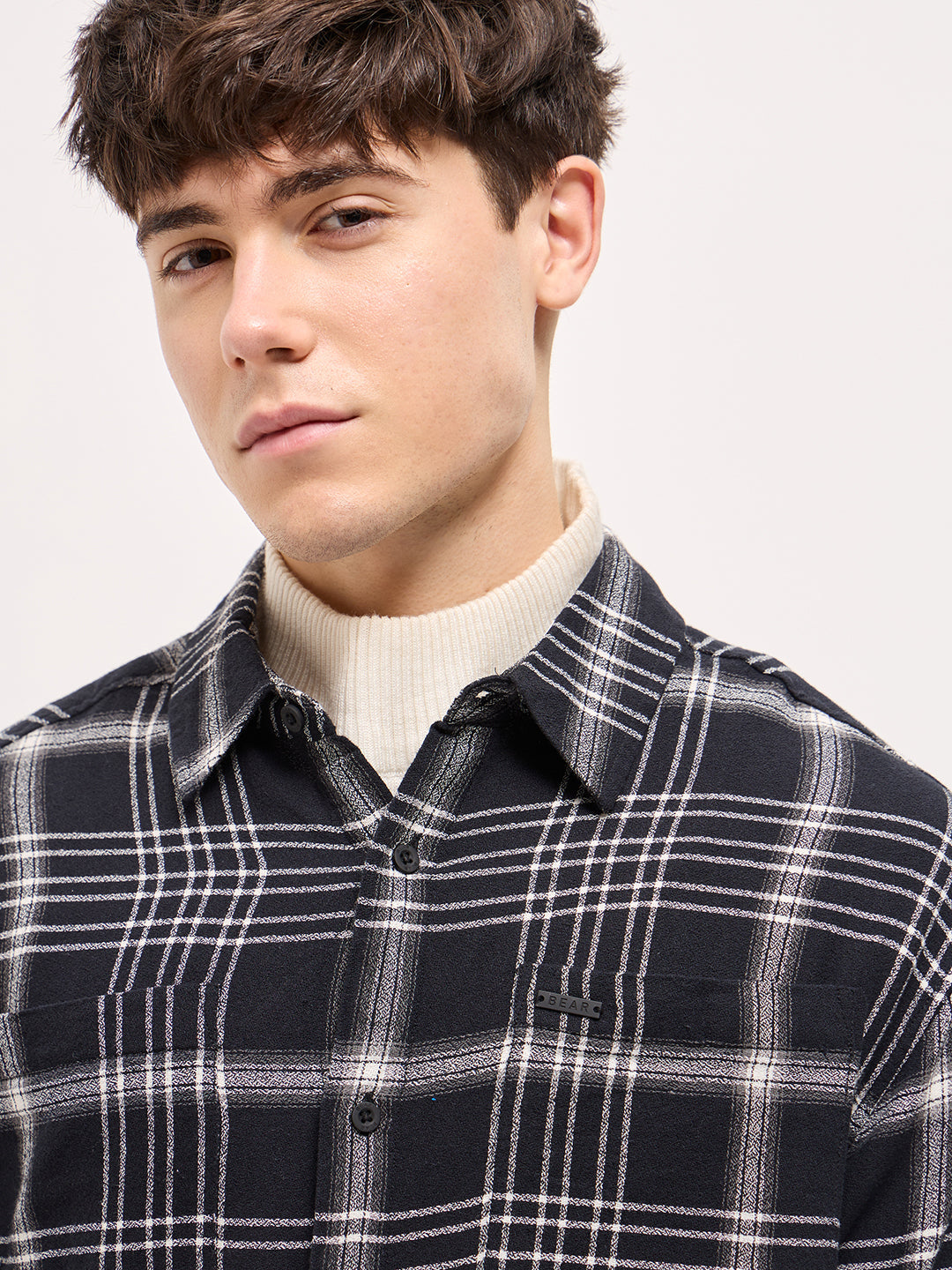 Men Black Relax Fit Overshirt