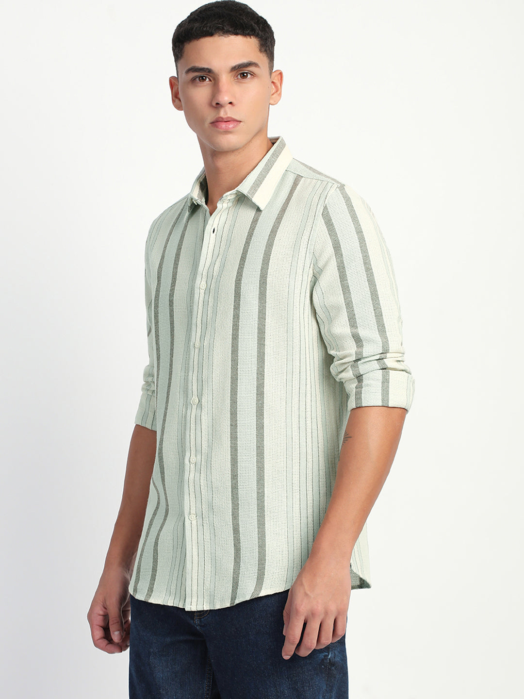 Men Stripe Slim Fit Casual Shirt