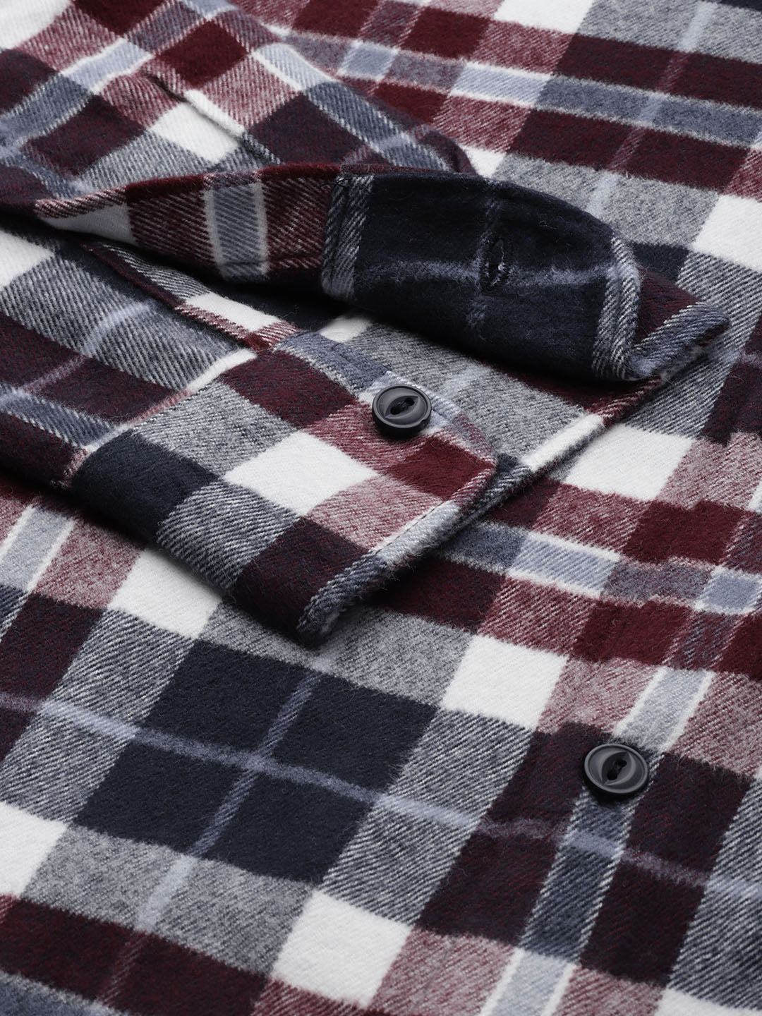 Men Arien - White & Navy Blue Slim Fit Checked Flannel Cotton Shirt | The Bear House