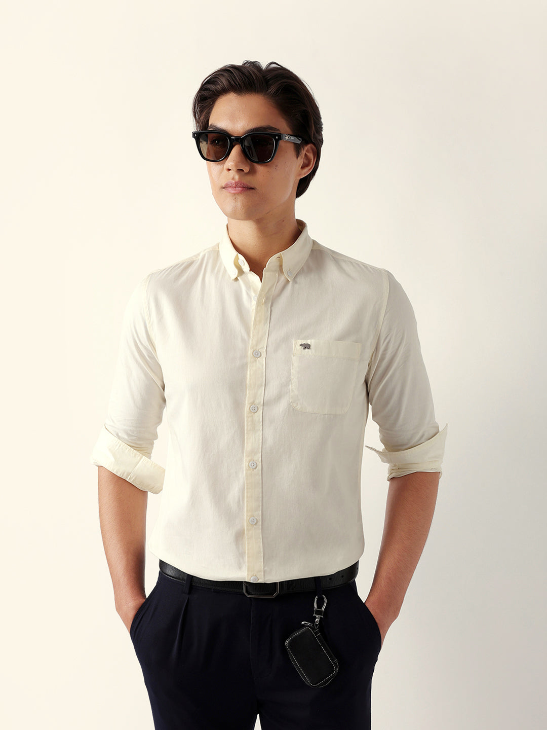 Men Cream Casual Shirt