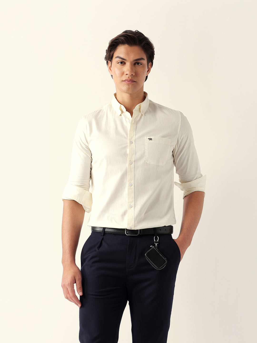 Men Cream Casual Shirt