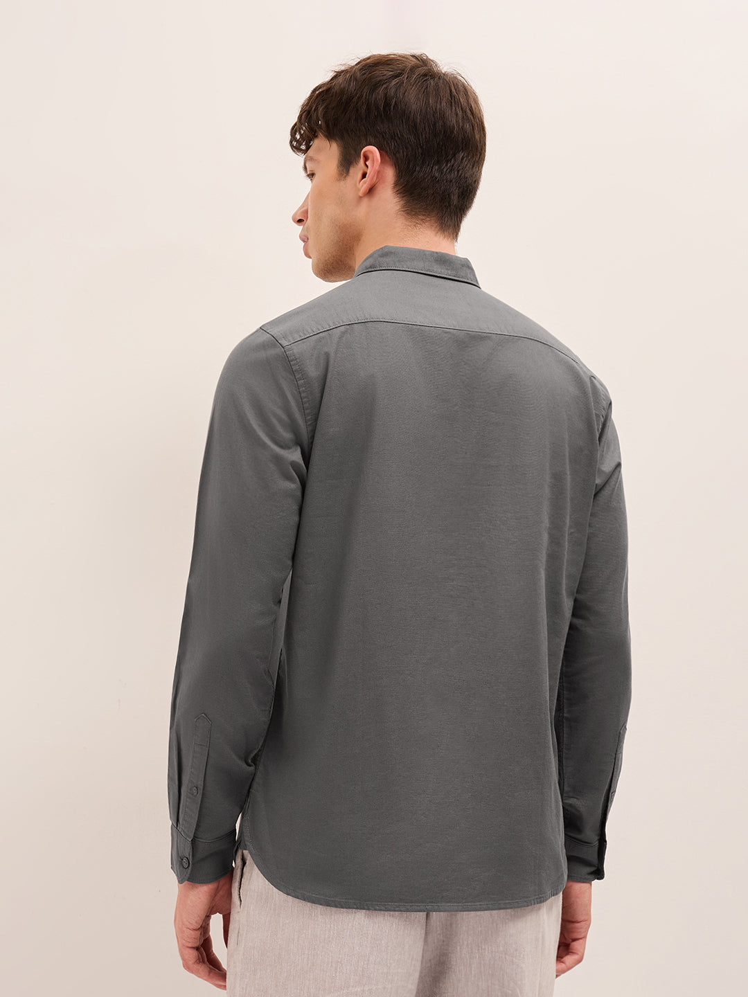 Men Cotton Solid Casual Shirt