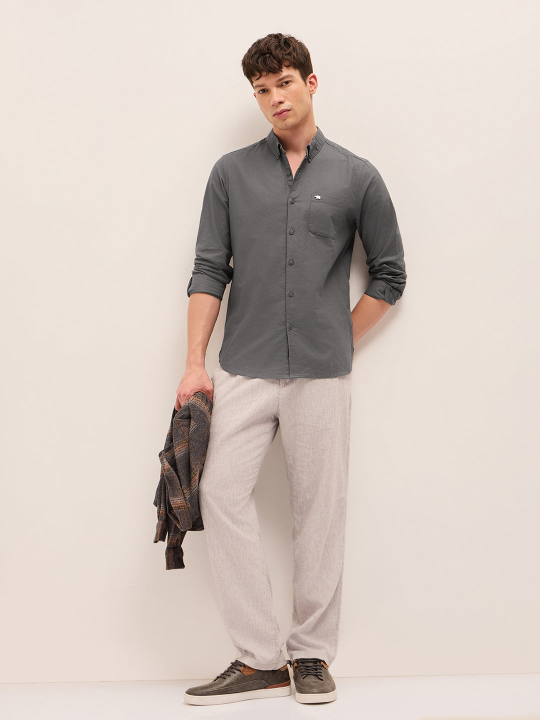 Men Cotton Solid Casual Shirt