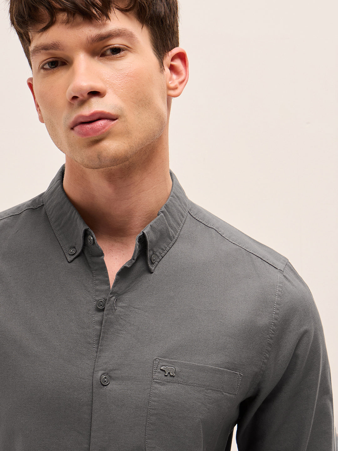 Men Cotton Solid Casual Shirt