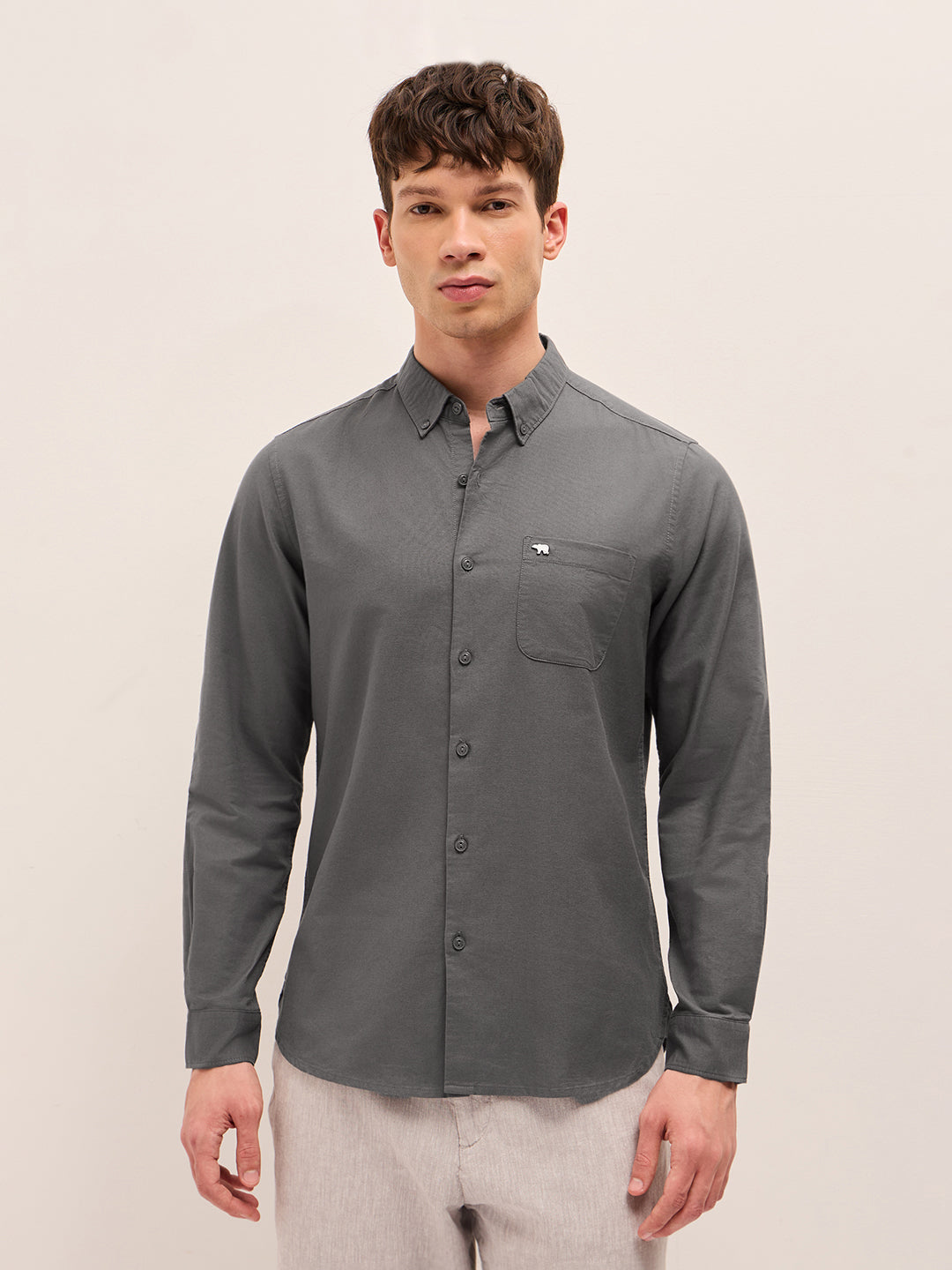 Men Cotton Solid Casual Shirt