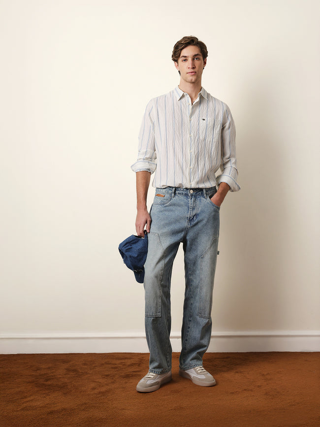 Men Striped Casual Full-Sleeve Shirt
