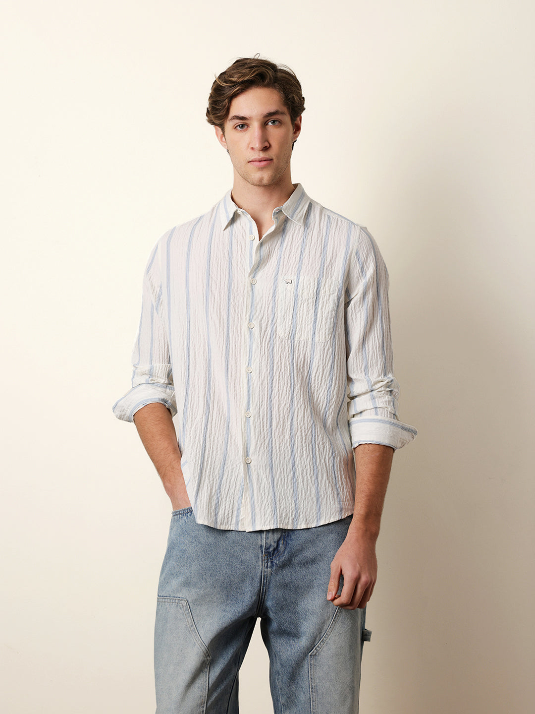 Men Striped Casual Full-Sleeve Shirt