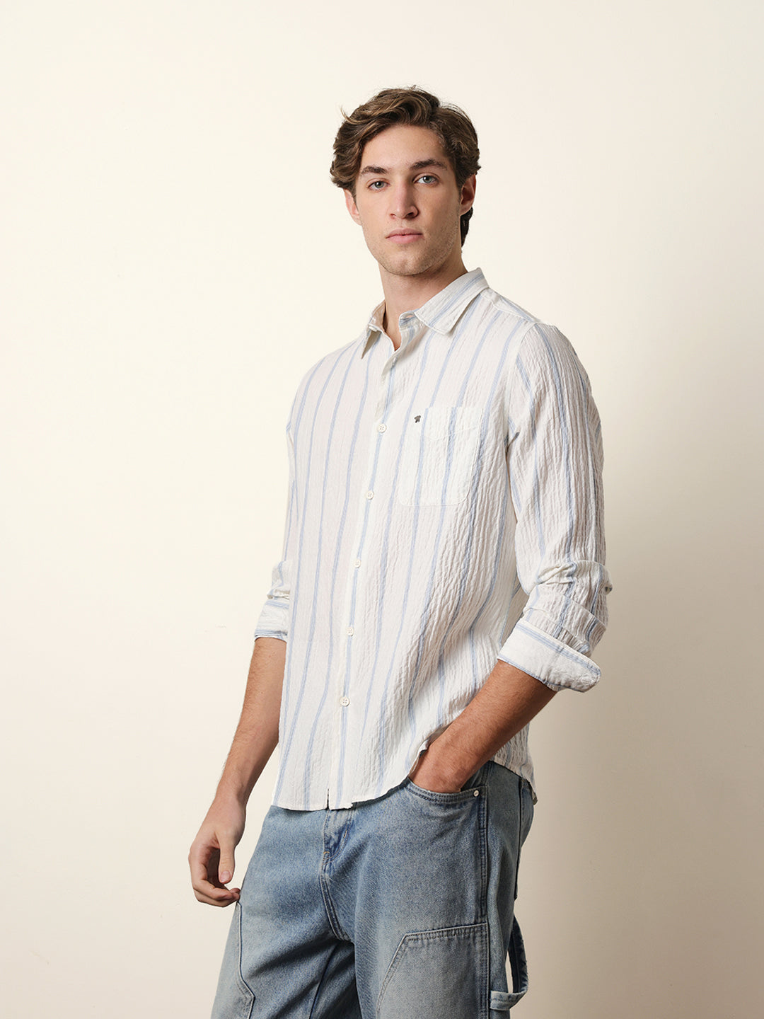 Men Striped Casual Full-Sleeve Shirt